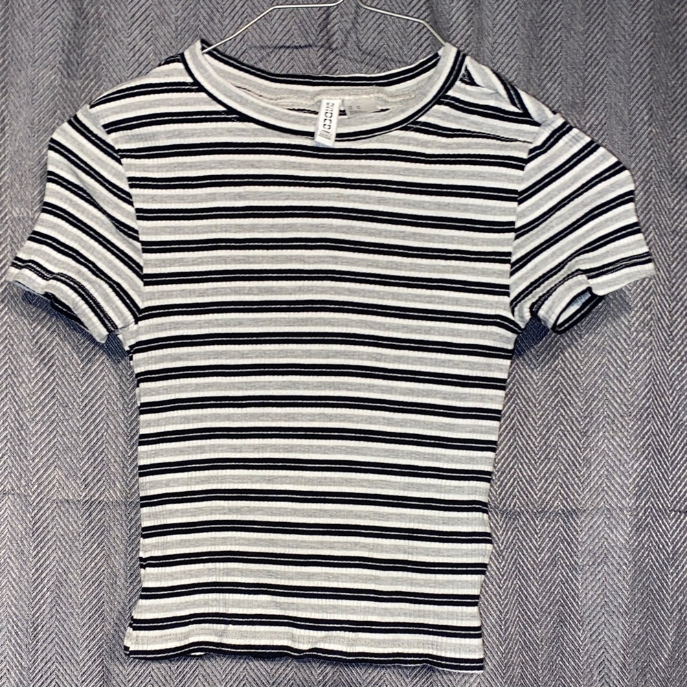 Divided Black and White Striped Kids Tee